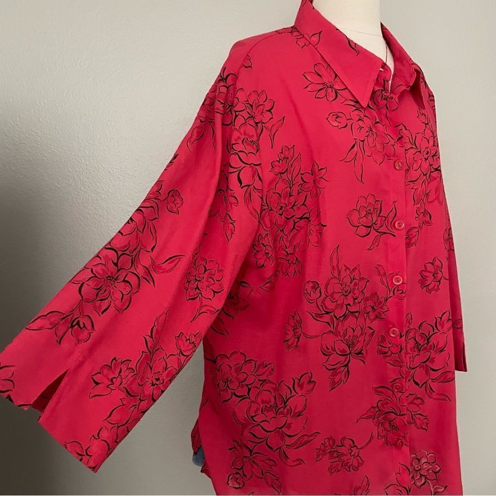 Deep Pink Airy Button Front Top - Picture 5 of 5